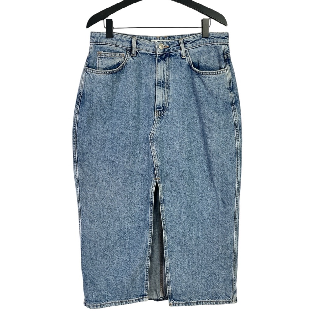 MNG Denim Long Maxi Skirt with Front Slit Size Large
